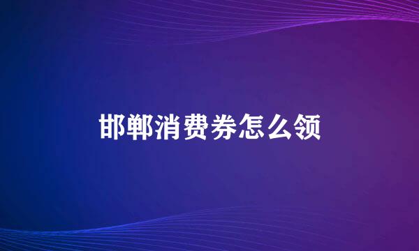 邯郸消费券怎么领