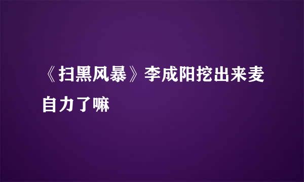 《扫黑风暴》李成阳挖出来麦自力了嘛