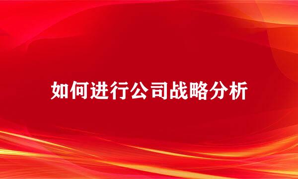如何进行公司战略分析