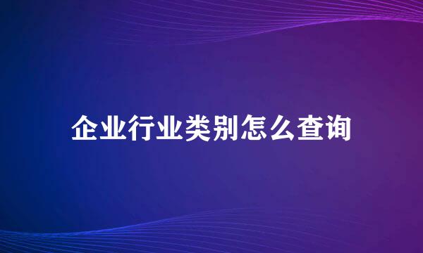 企业行业类别怎么查询