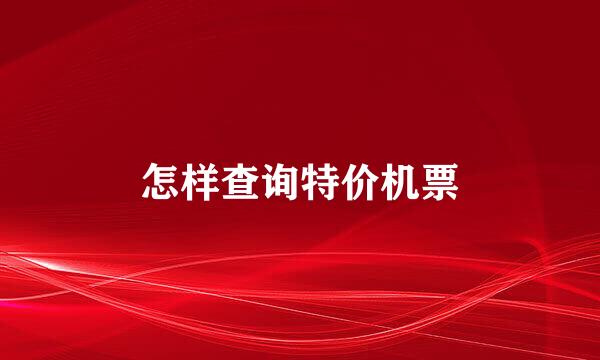 怎样查询特价机票