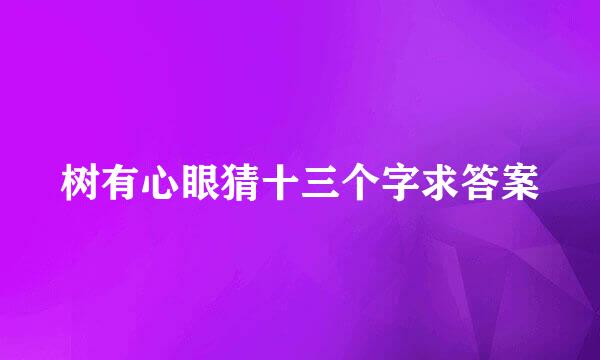 树有心眼猜十三个字求答案