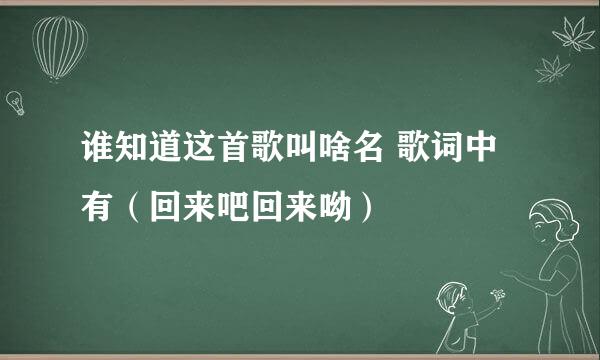谁知道这首歌叫啥名 歌词中有（回来吧回来呦）