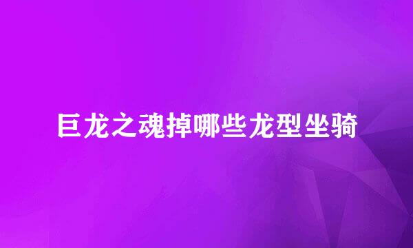 巨龙之魂掉哪些龙型坐骑