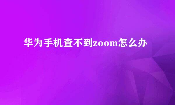 华为手机查不到zoom怎么办