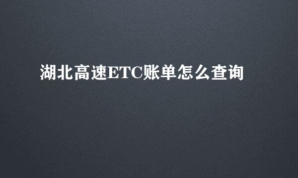 湖北高速ETC账单怎么查询