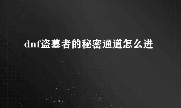 dnf盗墓者的秘密通道怎么进