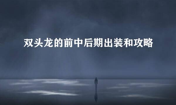双头龙的前中后期出装和攻略