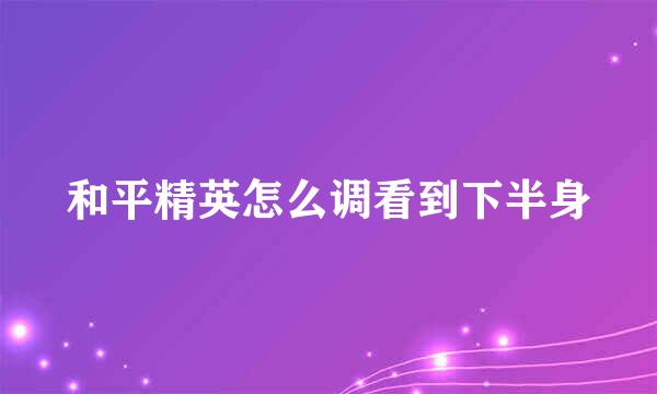 和平精英怎么调看到下半身