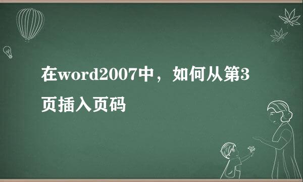 在word2007中，如何从第3页插入页码