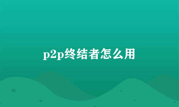 p2p终结者怎么用