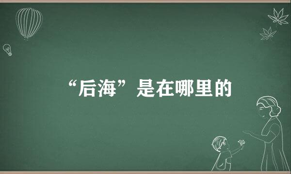 “后海”是在哪里的