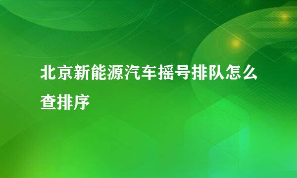北京新能源汽车摇号排队怎么查排序