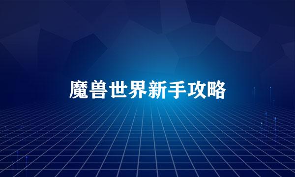 魔兽世界新手攻略