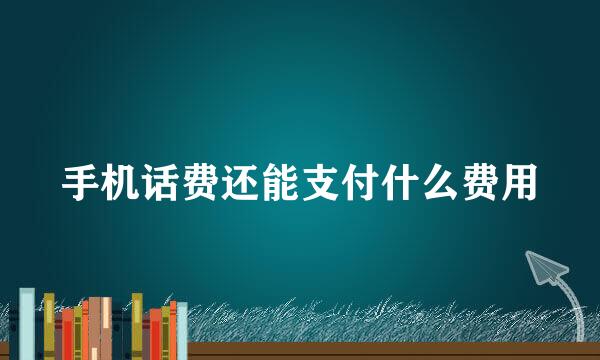 手机话费还能支付什么费用