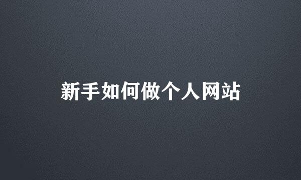 新手如何做个人网站