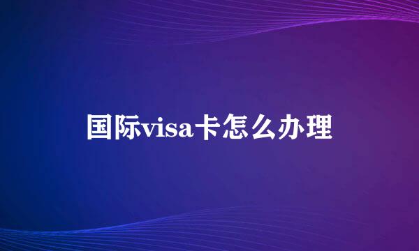 国际visa卡怎么办理