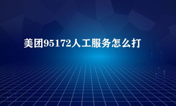 美团95172人工服务怎么打