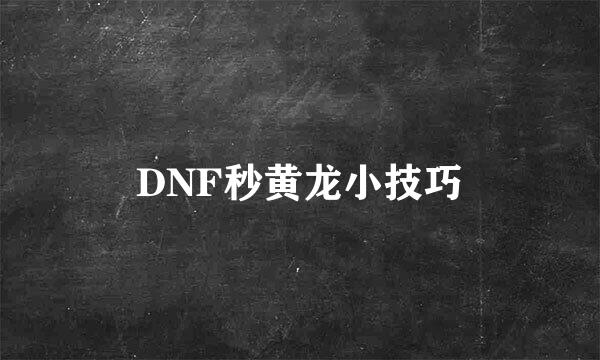 DNF秒黄龙小技巧