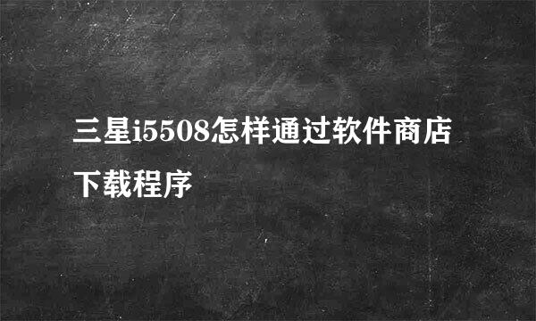 三星i5508怎样通过软件商店下载程序