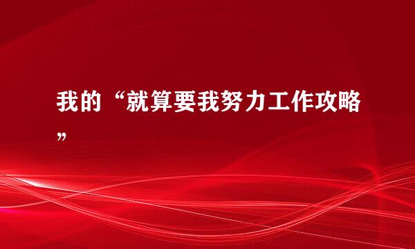 我的“就算要我努力工作攻略”
