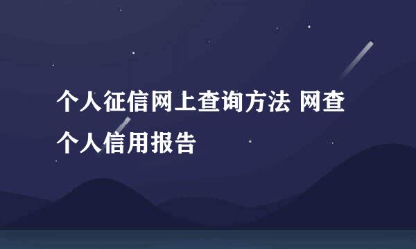 个人征信网上查询方法 网查个人信用报告