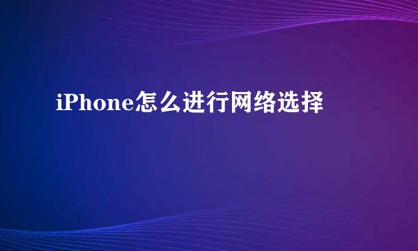 iPhone怎么进行网络选择