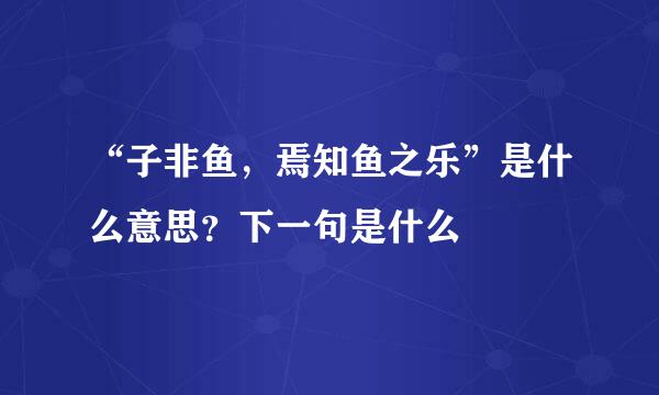 “子非鱼，焉知鱼之乐”是什么意思？下一句是什么