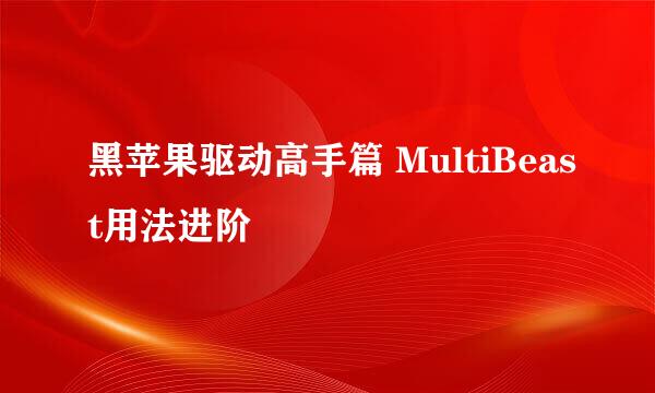 黑苹果驱动高手篇 MultiBeast用法进阶