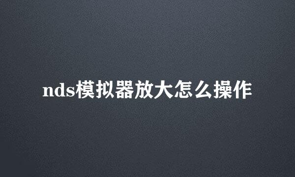 nds模拟器放大怎么操作
