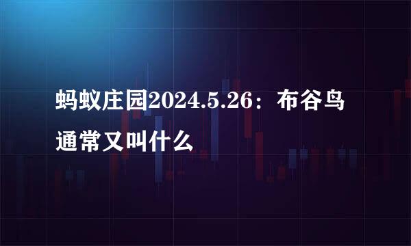 蚂蚁庄园2024.5.26：布谷鸟通常又叫什么