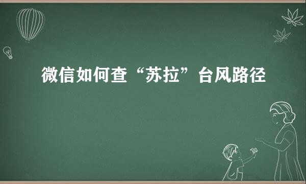 微信如何查“苏拉”台风路径