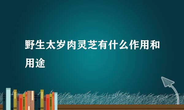 野生太岁肉灵芝有什么作用和用途