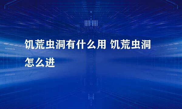 饥荒虫洞有什么用 饥荒虫洞怎么进