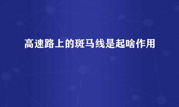 高速路上的斑马线是起啥作用