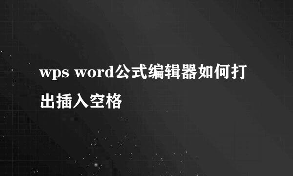 wps word公式编辑器如何打出插入空格