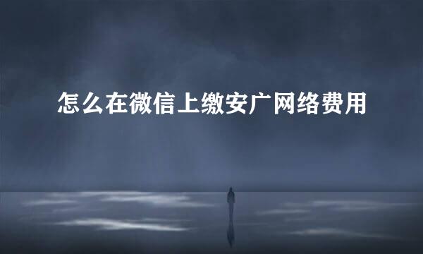 怎么在微信上缴安广网络费用
