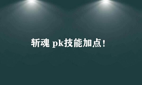 斩魂 pk技能加点！