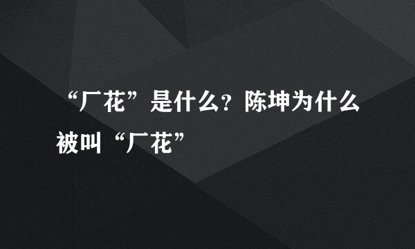 “厂花”是什么？陈坤为什么被叫“厂花”