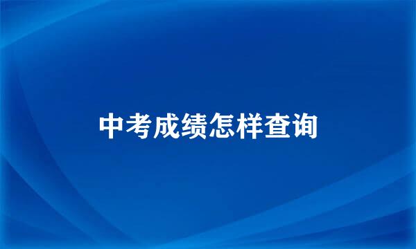 中考成绩怎样查询