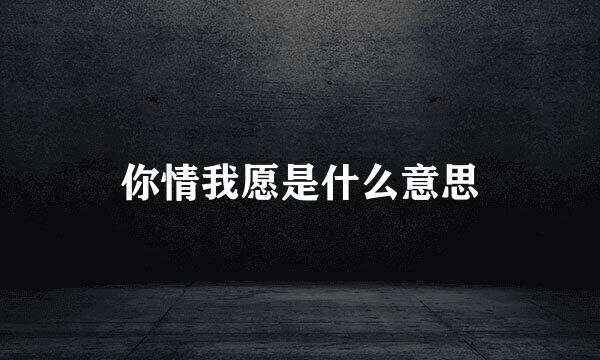 你情我愿是什么意思