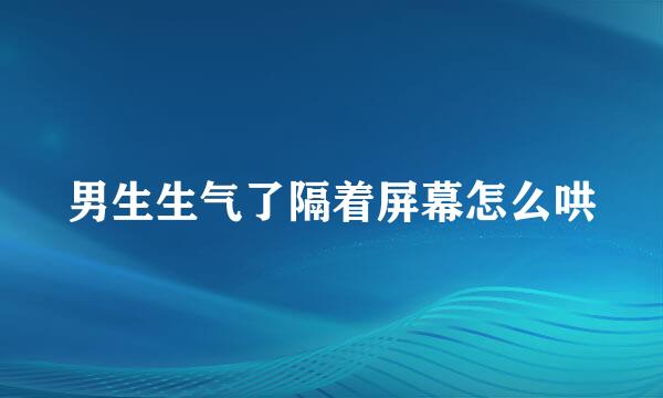 男生生气了隔着屏幕怎么哄