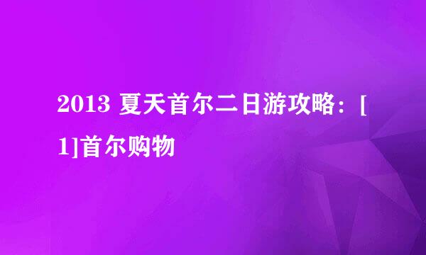 2013 夏天首尔二日游攻略：[1]首尔购物