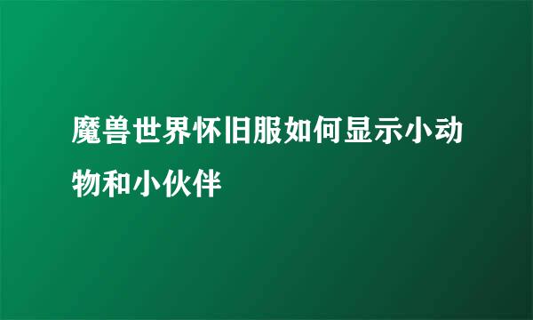魔兽世界怀旧服如何显示小动物和小伙伴