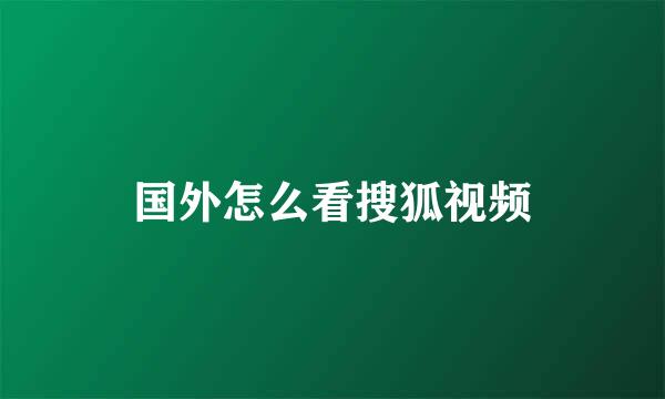 国外怎么看搜狐视频