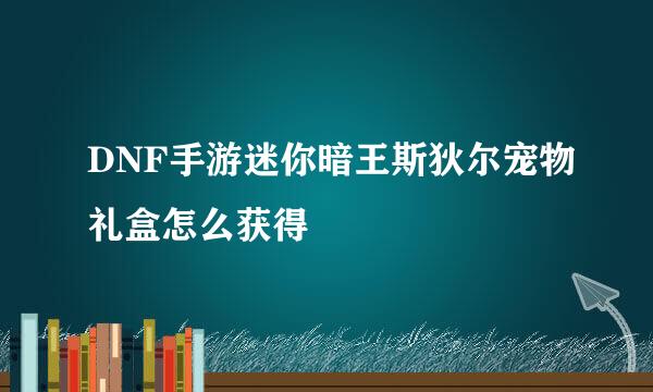 DNF手游迷你暗王斯狄尔宠物礼盒怎么获得
