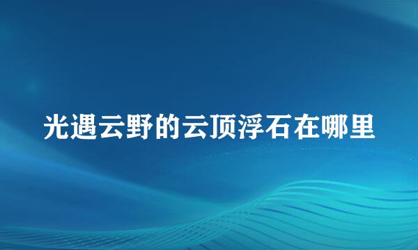 光遇云野的云顶浮石在哪里