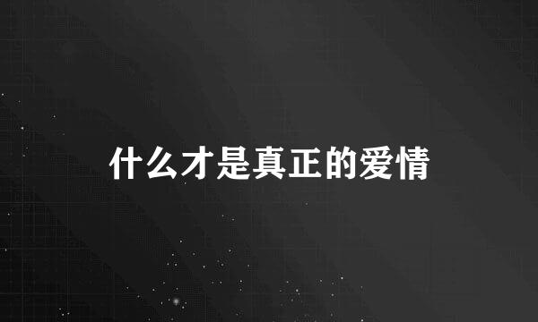 什么才是真正的爱情