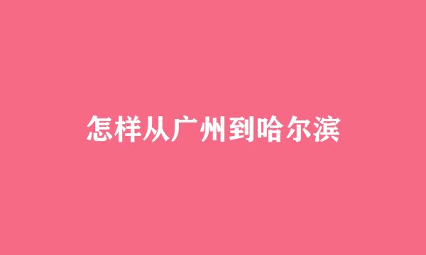 怎样从广州到哈尔滨
