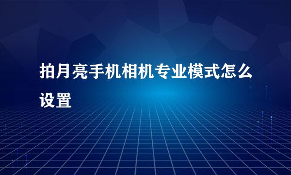 拍月亮手机相机专业模式怎么设置